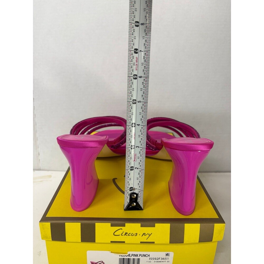 Circus NY Women's Heddie Embellished Mule Sandals in Pink Punch Block Heel Sz 9M - Picture 3 of 8